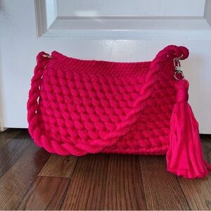 Handmade Women’s Pink Quilted Shoulder Bag with Tassel